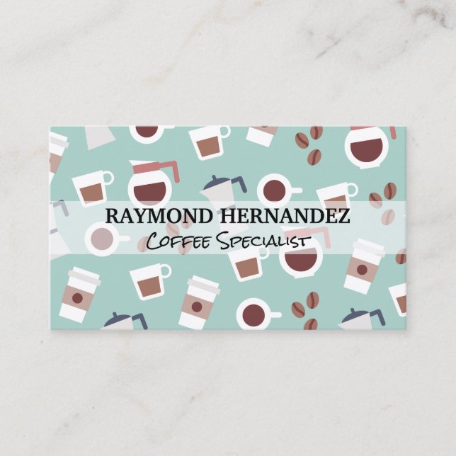 Tarjeta De Visita Fondo de patrones de cafetería (Anverso)