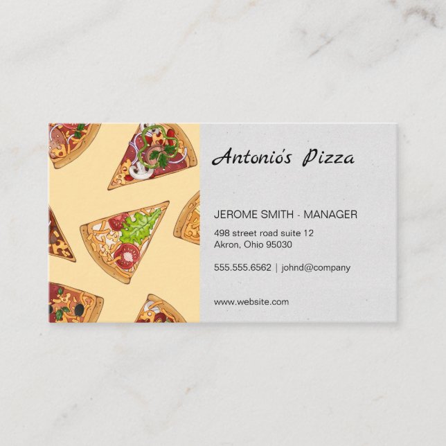 Tarjeta De Visita Fondo De Patrones De Pizza Slices (Anverso)