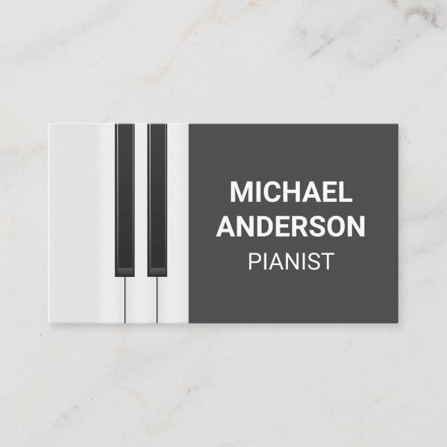 Tarjeta De Visita Fondo de piano | Músico (Anverso)