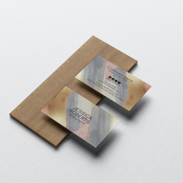 Tarjeta De Visita Fondo de pincel gris y Rosa dorado (Subido por el creador)