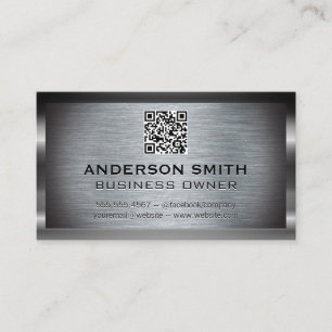 Tarjeta De Visita Fondo de pincel metálico   Código QR