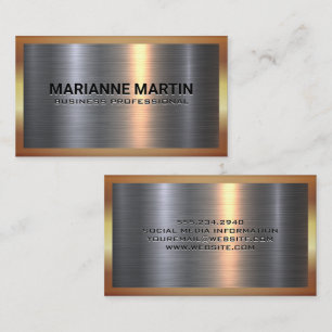 Tarjeta De Visita Fondo de plata metálica dorada   Brillante