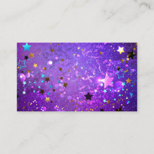 Tarjeta De Visita Fondo de Relieve metalizado púrpura con estrellas
