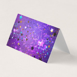 Tarjeta De Visita Fondo de Relieve metalizado púrpura con estrellas
