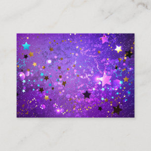 Tarjeta De Visita Fondo de Relieve metalizado púrpura con estrellas