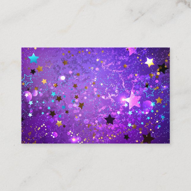 Tarjeta De Visita Fondo de Relieve metalizado púrpura con estrellas (Anverso)