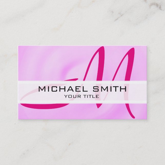 Tarjeta De Visita Fondo de resumen rosado moderno monograma (Anverso)