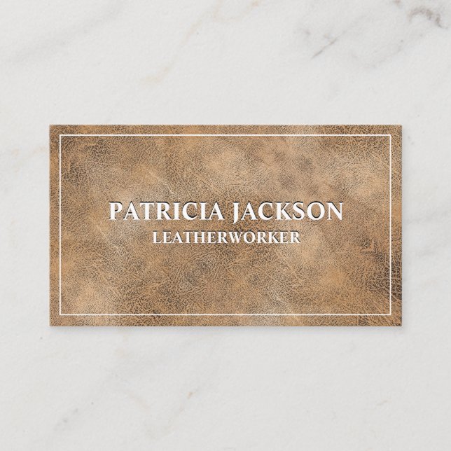 Tarjeta De Visita Fondo de textura de cuero marrón suave (Anverso)