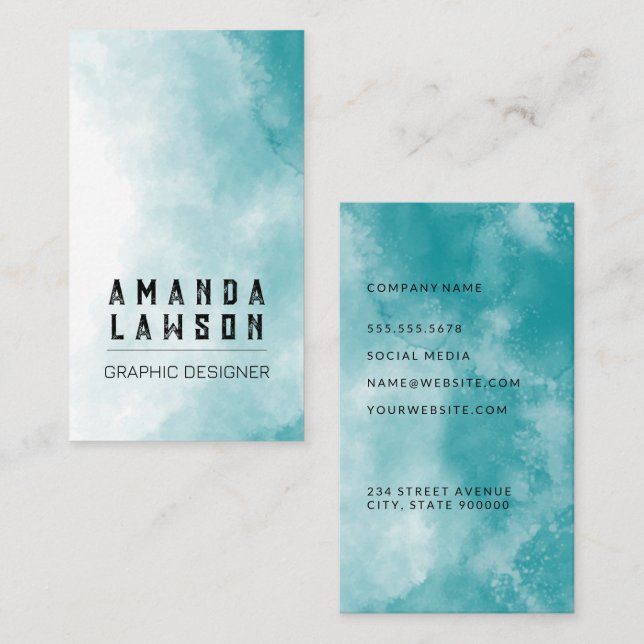 Tarjeta De Visita Fondo de textura verde azul (Anverso / Reverso)
