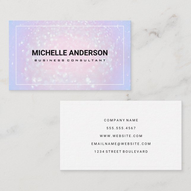 Tarjeta De Visita Fondo del bokeh rosa | Borde blanco (Anverso / Reverso)