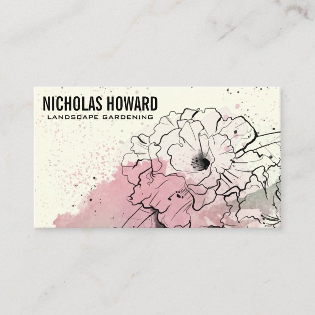 Tarjeta De Visita Fondo del dibujo floral (Anverso)