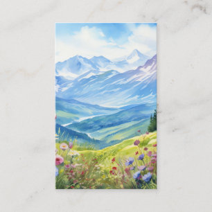 Tarjeta De Visita Fondo del paisaje de montaña acuarela