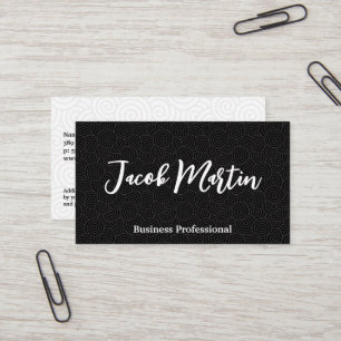Tarjeta De Visita Fondo Del Patrón De Swirl   Blanco negro