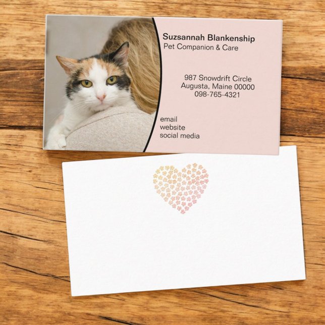 Tarjeta De Visita Fondo del Personalizado de cuidado de mascotas Fot (front and back business card with custom photo)