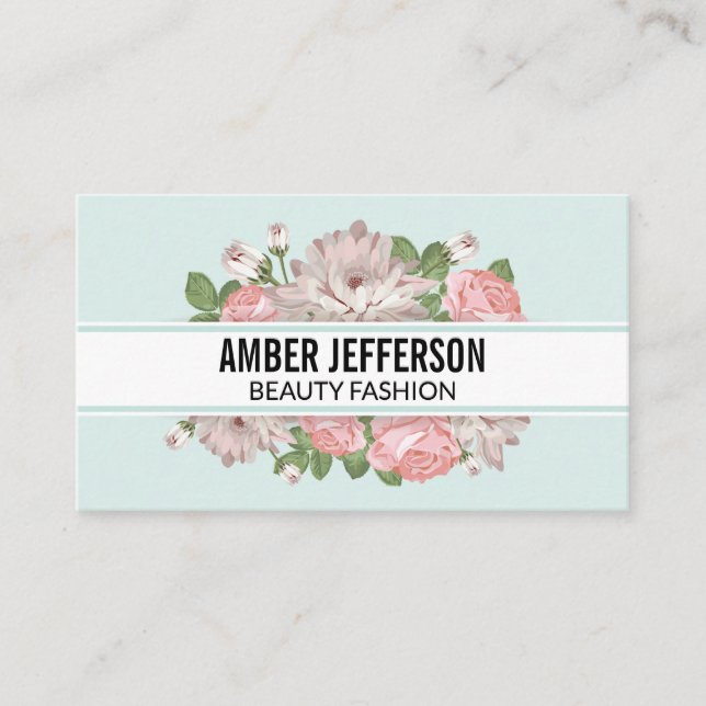Tarjeta De Visita Fondo elegante del marco de la flor (Anverso)