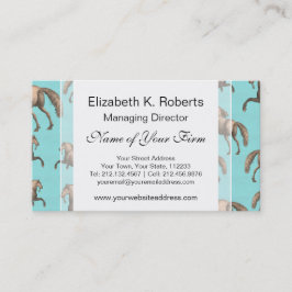 Tarjeta De Visita Fondo español galopante de la aguamarina de los