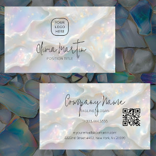 Tarjeta De Visita Fondo Estético de Ópalo Azul Pastel