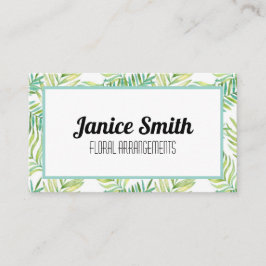 Tarjeta De Visita Fondo floral de hojas tropicales Verde