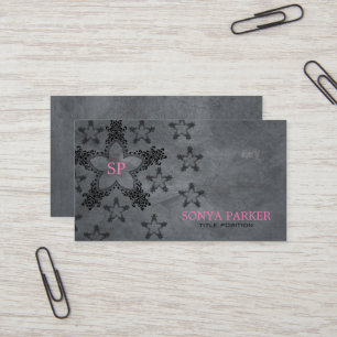 Tarjeta De Visita Fondo gris de las estrellas negras