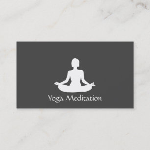 Tarjeta De Visita Fondo gris del yoga (blanco)