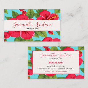 Tarjeta De Visita Fondo Hibiscus Flower Blue