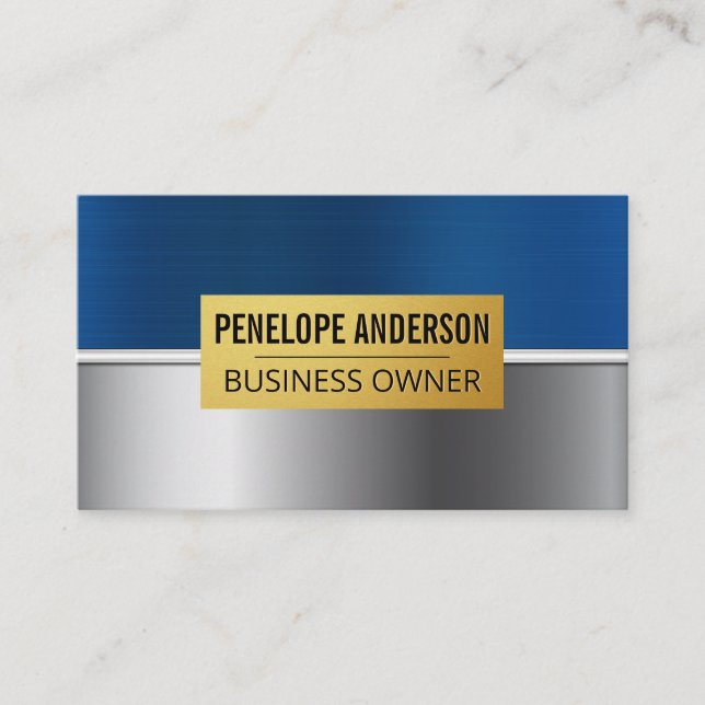 Tarjeta De Visita Fondo metálico Blue Silver Gold (Anverso)