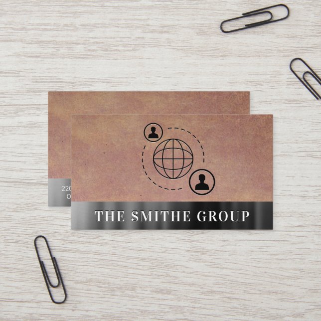 Tarjeta De Visita Fondo metálico del icono de comunicación de red (Anverso/Reverso In Situ)