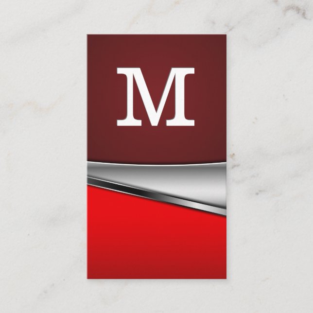 Tarjeta De Visita Fondo metálico rojo | Monograma (Anverso)