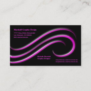 Tarjeta De Visita Fondo negro con remolinos biselados magentas