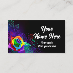 Tarjeta De Visita Fondo negro con rosas arcoiris