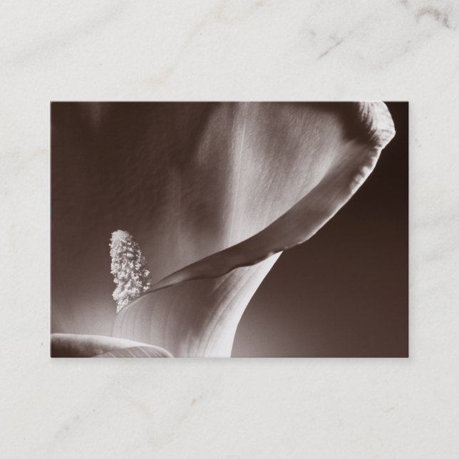 Tarjeta De Visita Fondo negro de flores de Calla blanca (Anverso)