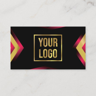Tarjeta De Visita Fondo negro y dorado moderno con código QR