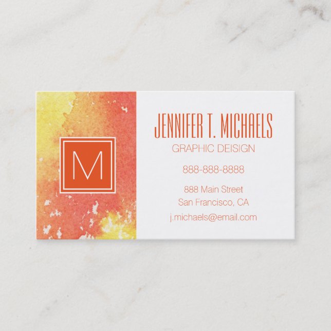 Tarjeta De Visita Fondo pintado a mano abstracto de la acuarela. 2 (Anverso)