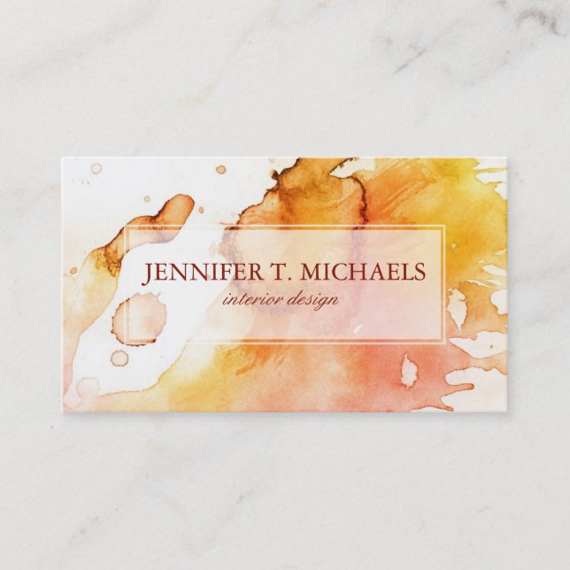 Tarjeta De Visita Fondo pintado a mano con acuarela abstracta (Anverso)