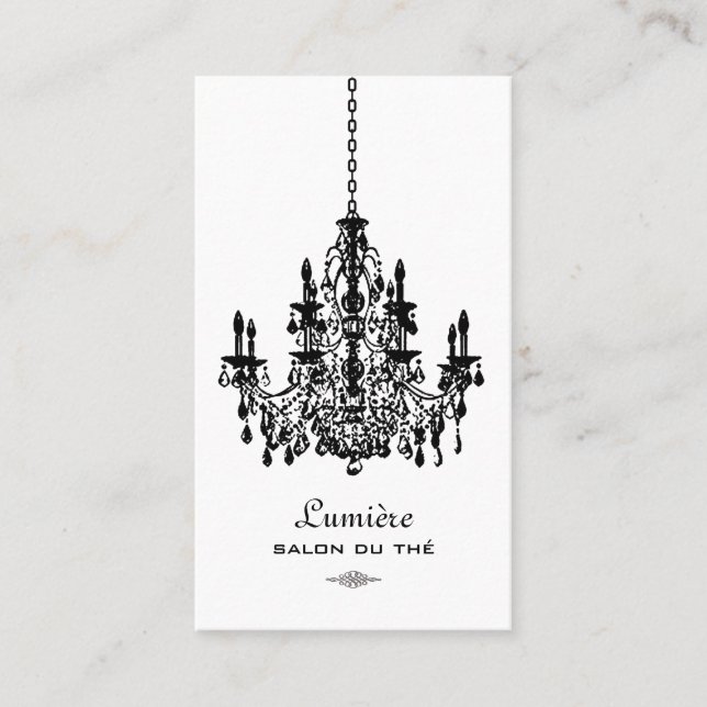 Tarjeta De Visita Fondo PixDezines Black+White Chandelier/DIY (Anverso)