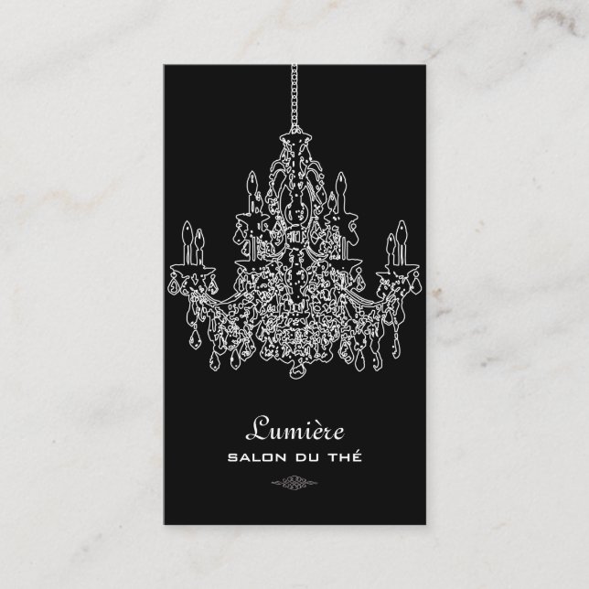 Tarjeta De Visita Fondo PixDezines Black+White Chandelier/DIY (Anverso)