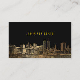 Tarjeta De Visita Fondo PixDezines Faux Gold NYC Skyline/DIY