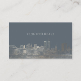 Tarjeta De Visita Fondo PixDezines Faux Silver NYC Skyline/DIY