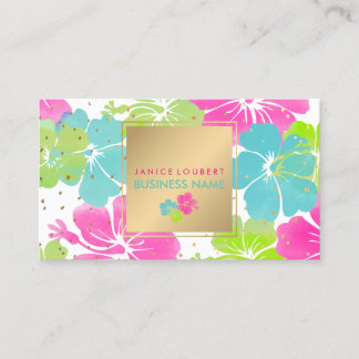 Tarjeta De Visita Fondo PixDezines Hibiscus/Gold Specks/DIY