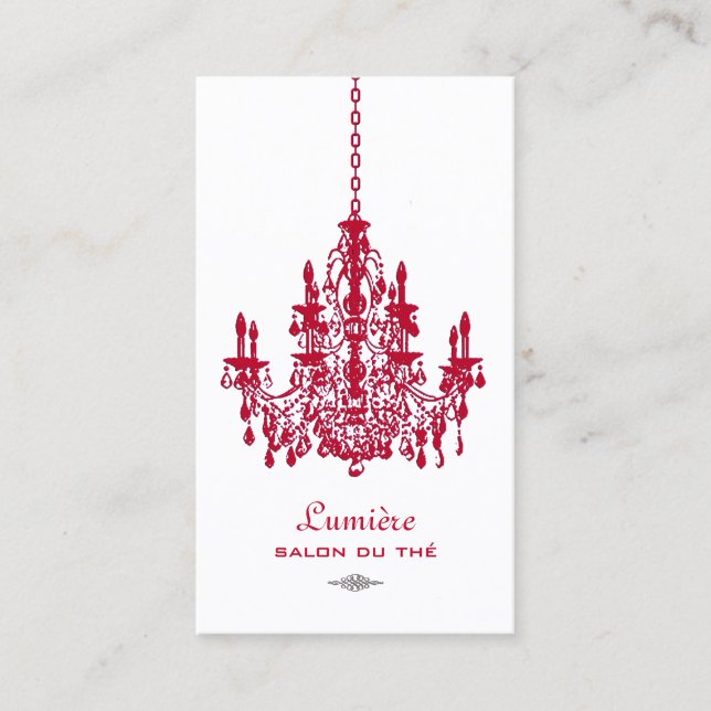 Tarjeta De Visita Fondo PixDezines Red+White Chandelier/DIY (Anverso)