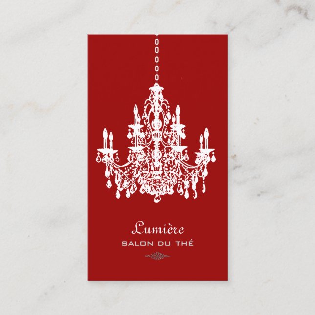 Tarjeta De Visita Fondo PixDezines Red+White Chandelier/DIY (Anverso)