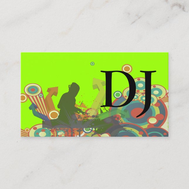 Tarjeta De Visita Fondo PixDezines Retro DJ/DIY (Anverso)