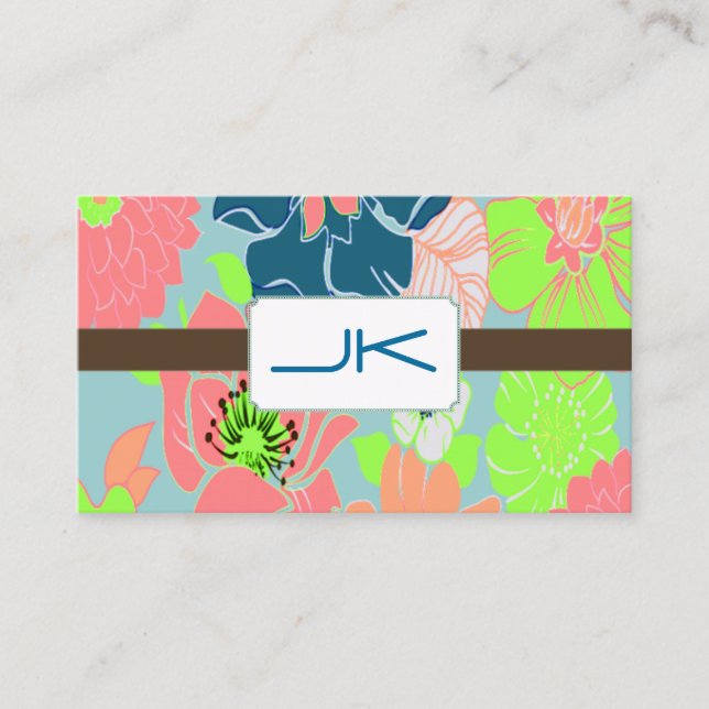 Tarjeta De Visita Fondo PixDezines Retro Florals/DIY (Anverso)