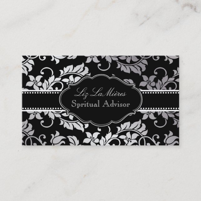 Tarjeta De Visita Fondo PixDezines Tanza Damask/DIY (Anverso)