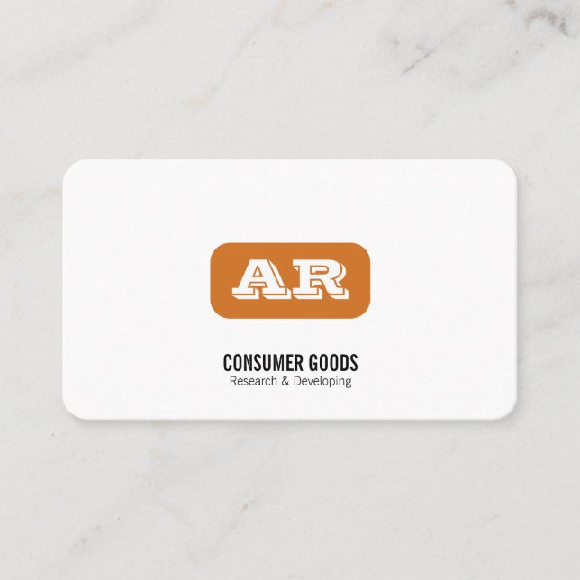 Tarjeta De Visita Fondo redondeado monograma (naranja) (Anverso)