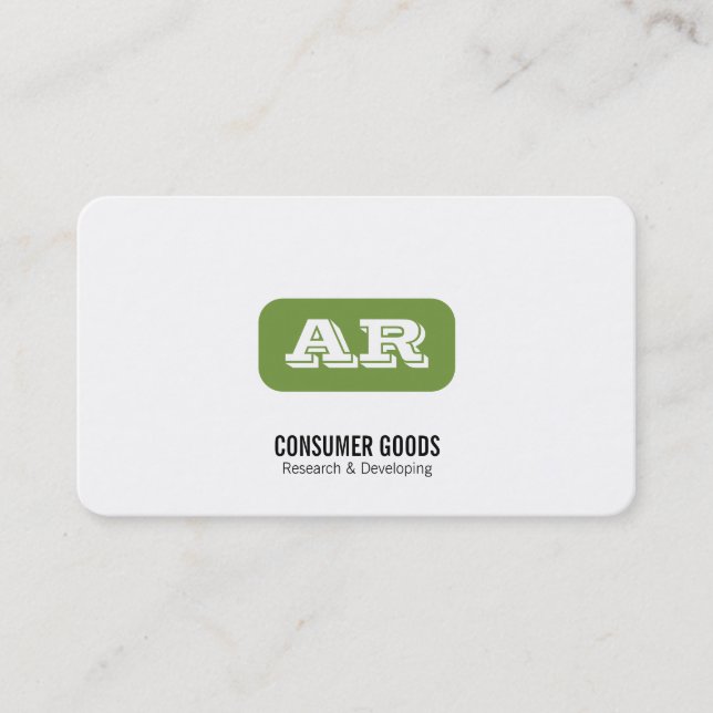 Tarjeta De Visita Fondo redondeado monograma (verde manzana) (Anverso)