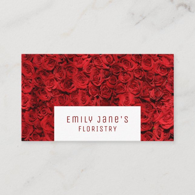 Tarjeta De Visita Fondo Rojo de Rosa, Floristry (Anverso)