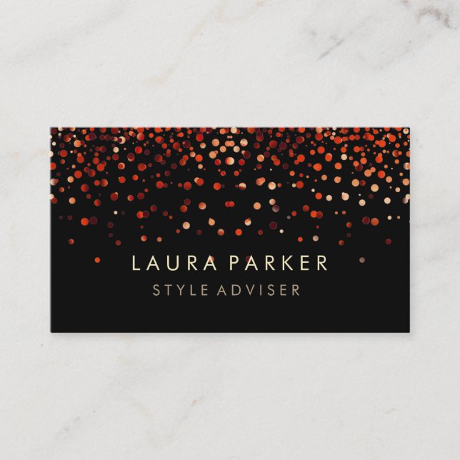 Tarjeta De Visita Fondo rojo sutil del purpurina elegante falso (Anverso)