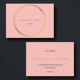 Tarjeta De Visita Fondo rosa, anillos con efecto dorado, profesional