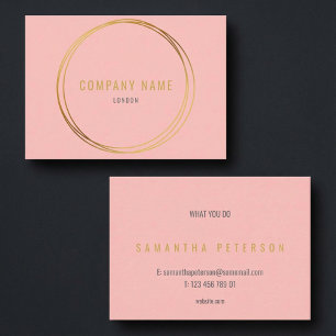 Tarjeta De Visita Fondo rosa, anillos con efecto dorado, profesional